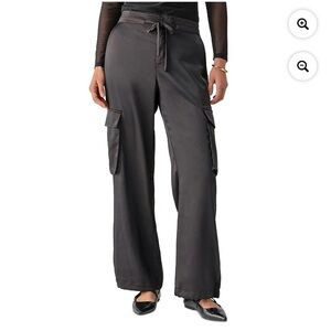 Sanctuary BLACK Women's Eve Semi-High-Rise Satin Cargo Pants, Size 26 NWOT